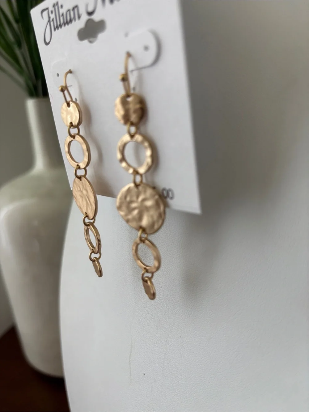 Jillian Michel hammered gold-toned metal circular open rings & discs,dangle